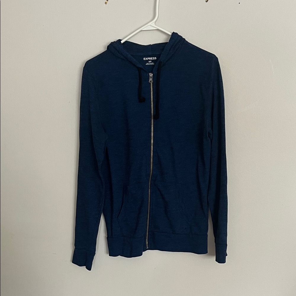 Express Men's Deep Blue Zip-Up Sweater